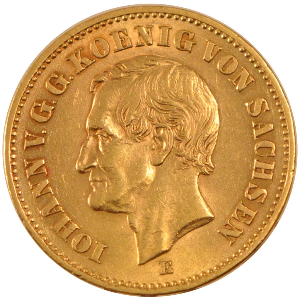 GERMAN STATES, 20 Mark, 1873, Muldenhütten, KM #1234, AU(55-58), Gold, 7.94