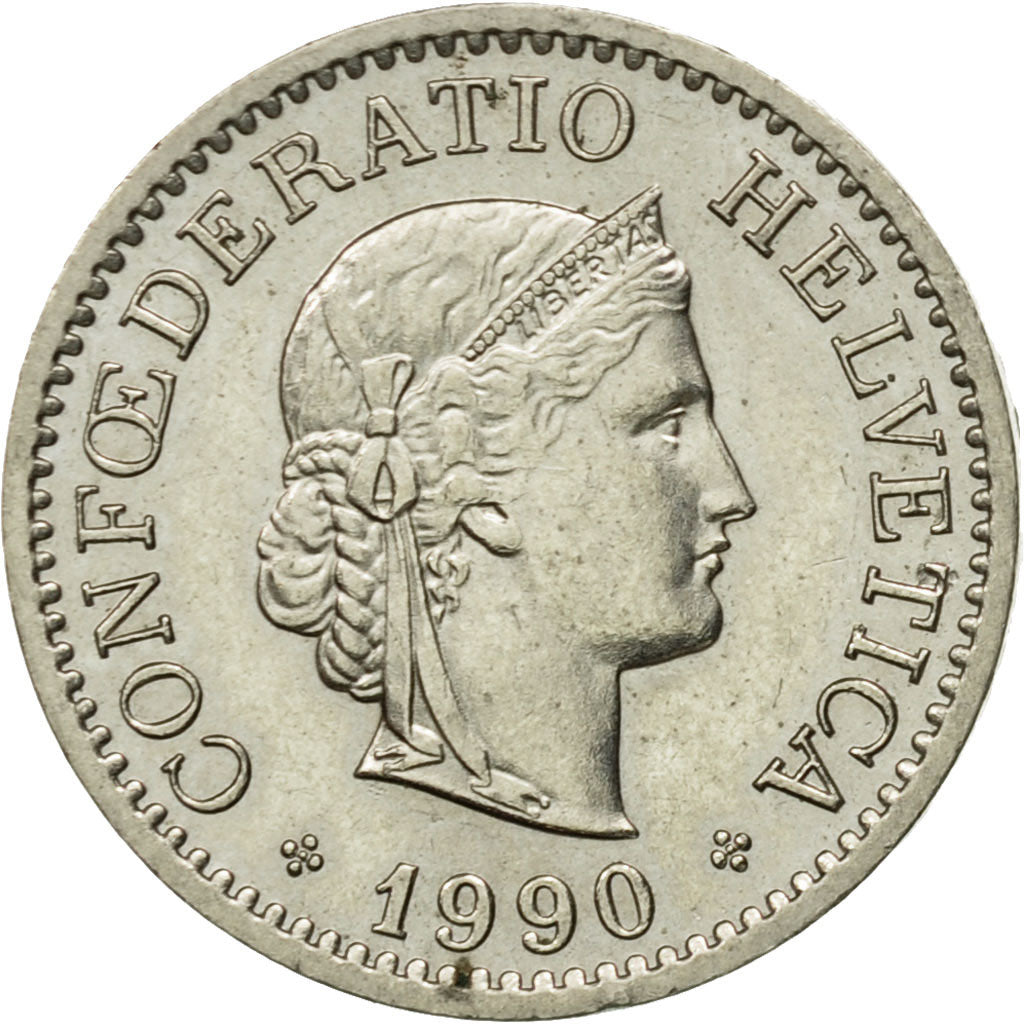 Coin, Switzerland, 10 Rappen, 1990, Bern, EF(40-45), Copper-nickel, KM:27