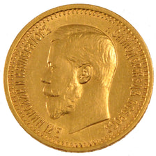 RUSSIA, 7 Roubles 50 Kopeks, 1897, St. Petersburg, KM #63, EF(40-45), Gold, 6.44