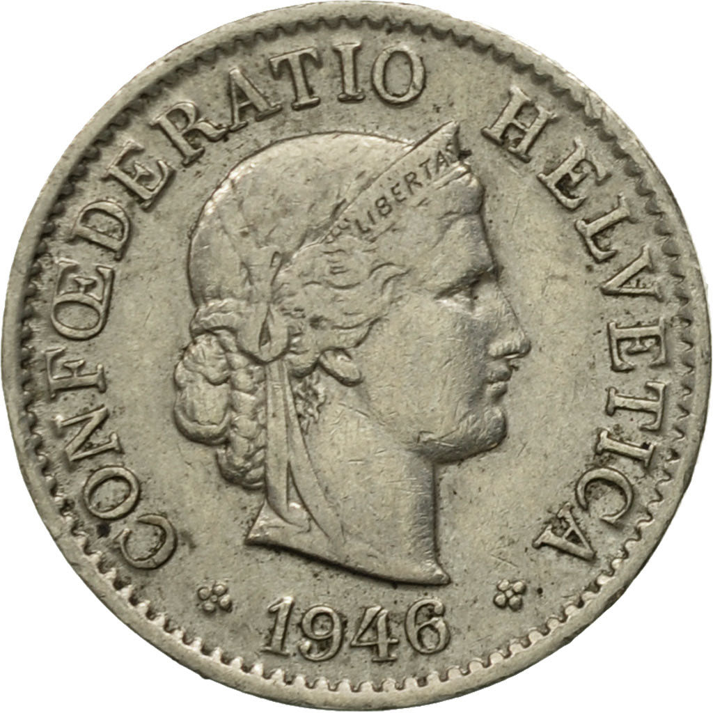 Münze, Schweiz, 5 Rappen, 1946, Bern, S, Copper-nickel, KM:26