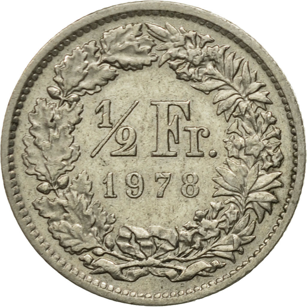 Münze, Schweiz, 1/2 Franc, 1978, Bern, SS+, Copper-nickel, KM:23a.1