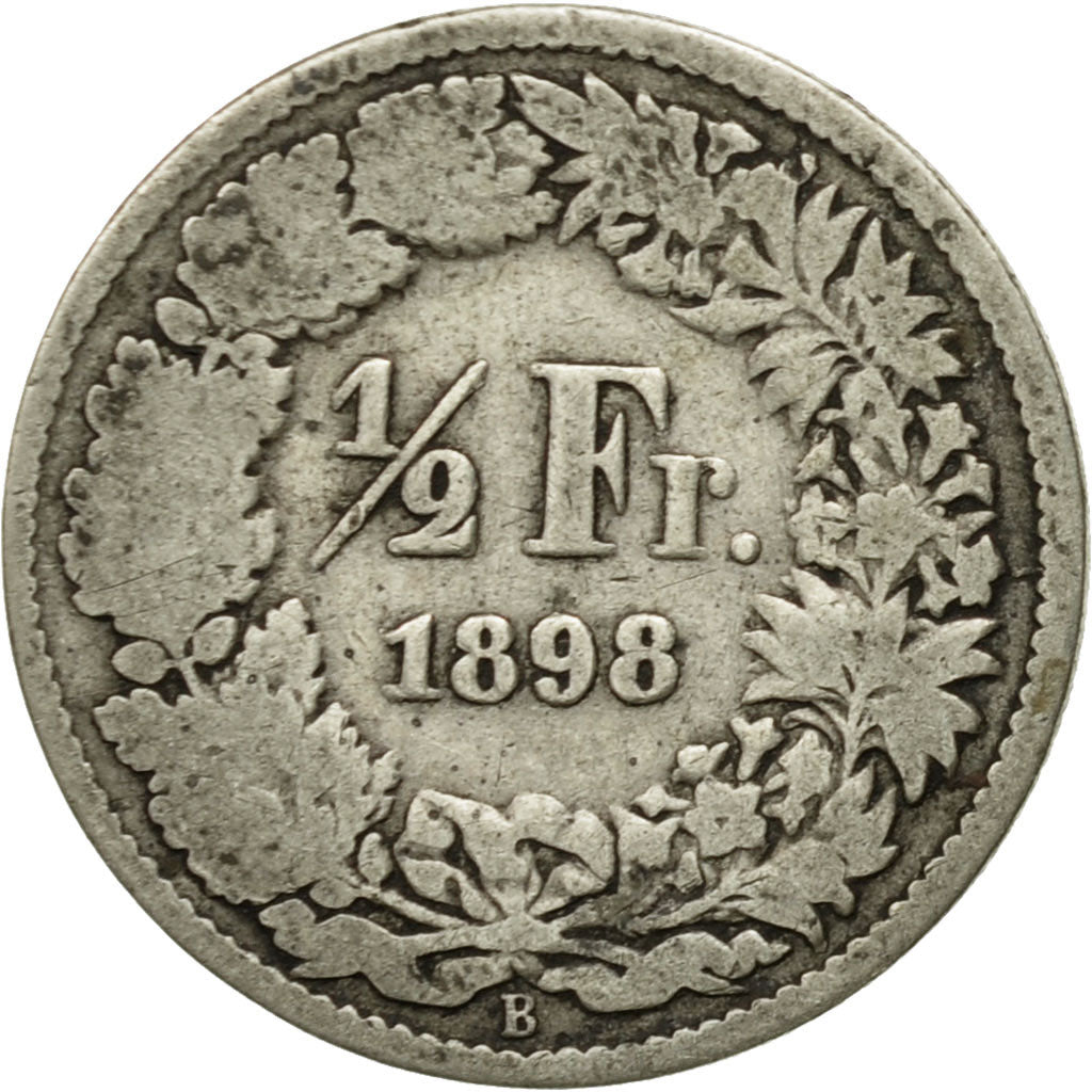 Moneda, Suiza, 1/2 Franc, 1898, Bern, BC+, Cobre - níquel, KM:23a.3
