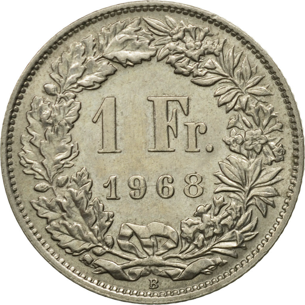 Coin, Switzerland, Franc, 1968, EF(40-45), Silver, KM:24