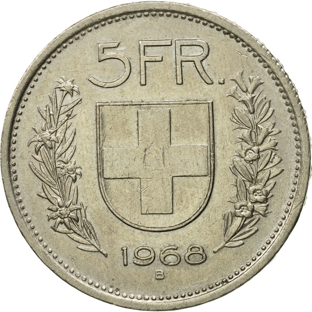 Moneta, Svizzera, 5 Francs, 1968, Bern, BB, Rame-nichel, KM:40a.1