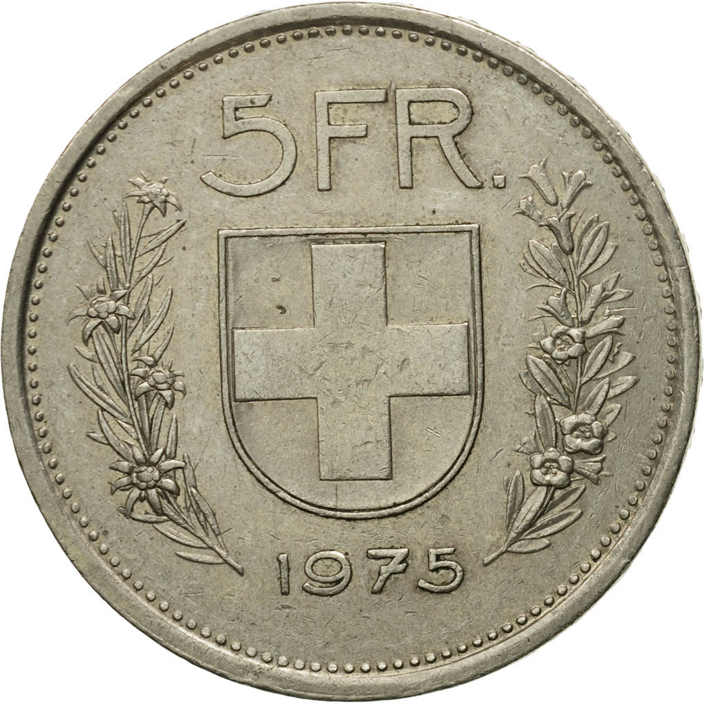 Moneta, Svizzera, 5 Francs, 1975, Bern, BB, Rame-nichel, KM:40a.1