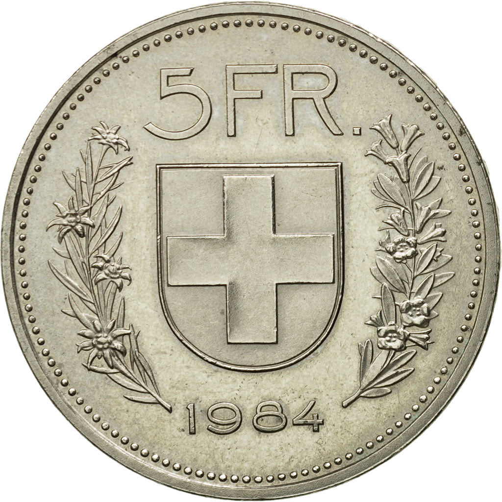 Moneta, Svizzera, 5 Francs, 1984, SPL-, Rame-nichel, KM:40a.2