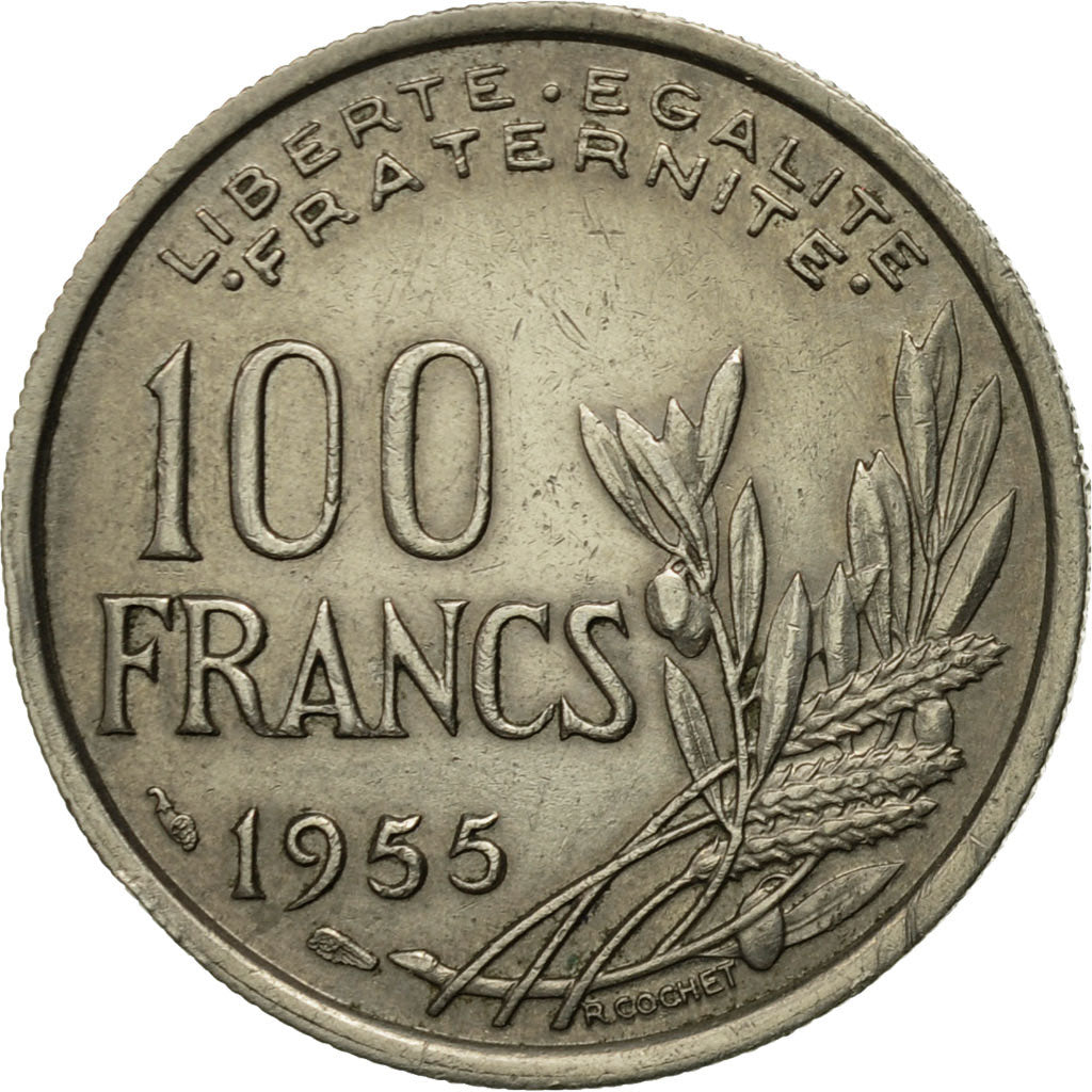 Coin, France, Cochet, 100 Francs, 1955, EF(40-45), Copper-nickel, KM:919.1