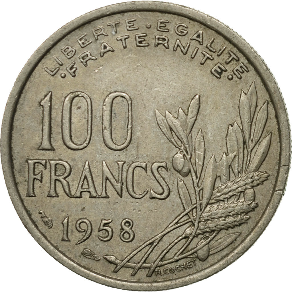 Coin, France, Cochet, 100 Francs, 1958, VF(20-25), Copper-nickel, KM:919.1