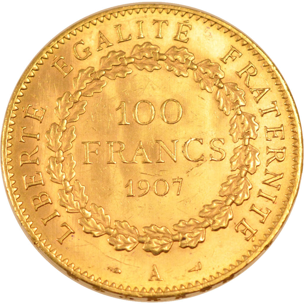 FRANCE, 100 Francs, 1907, Paris, KM #858, AU(55-58), Gold, Gadoury #1137a, 32.29