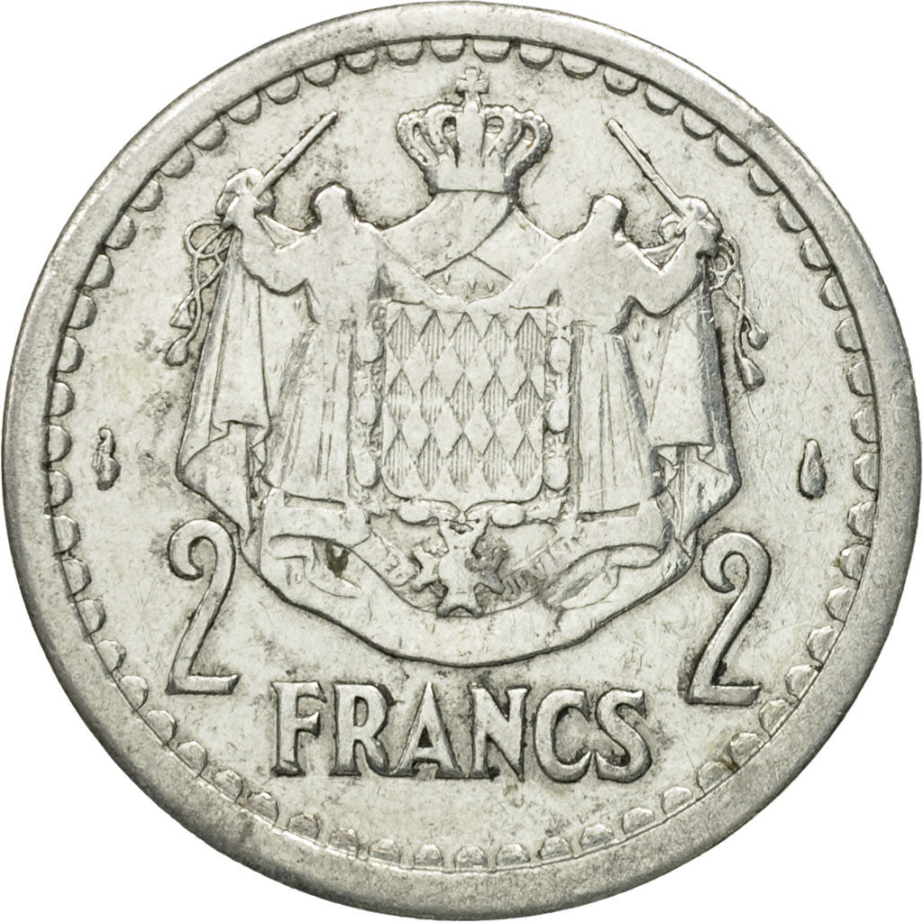 Moneta, Monaco, Louis II, Bazor, 2 Francs, Undated (1943), Paris, EF(40-45)