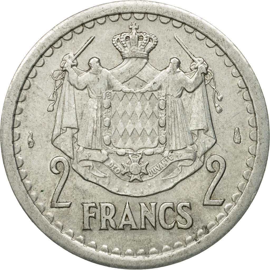 Coin, Monaco, Louis II, Bazor, 2 Francs, Undated (1943), Paris, VF(30-35)