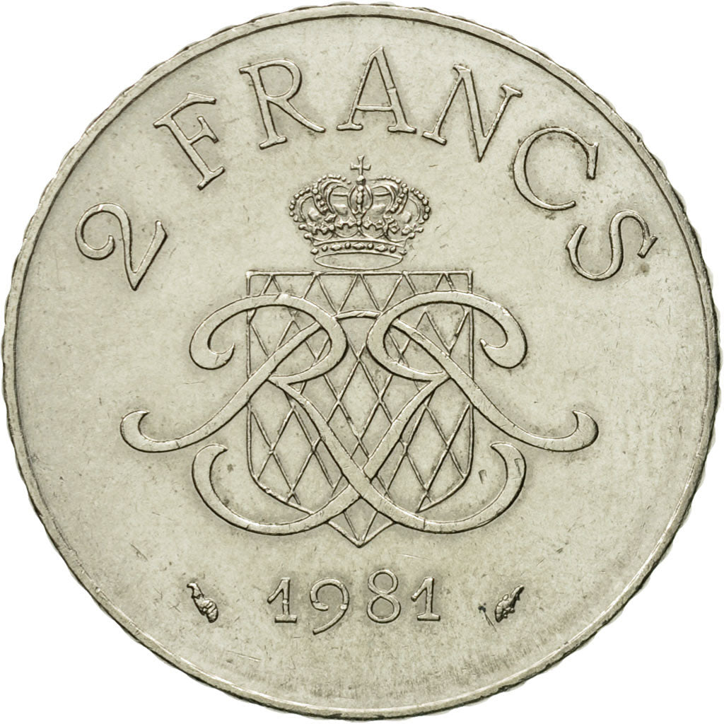 Coin, Monaco, Rainier III, 2 Francs, 1981, AU(50-53), Nickel, KM:157