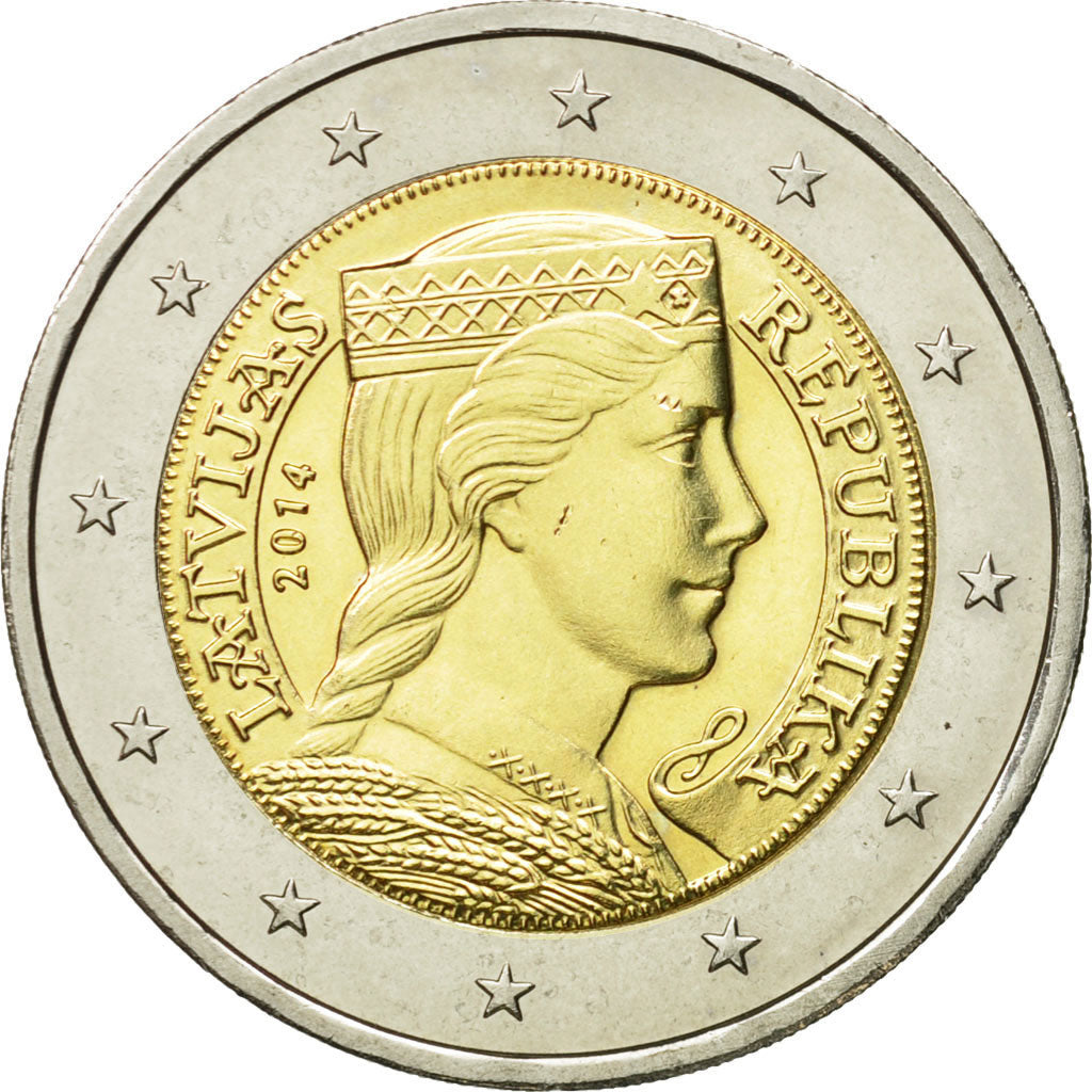 Latvia, 2 Euro, 2014, MS(60-62), Bi-Metallic, KM:157
