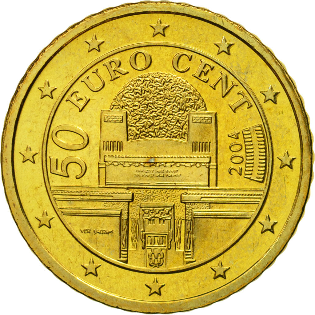 Austria, 50 Euro Cent, 2004, SC, Latón, KM:3087
