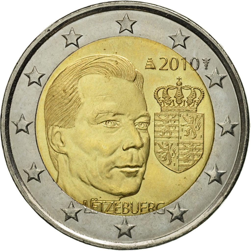 Luxembourg, 2 Euro, 2010, MS(60-62), Bi-Metallic, KM:115