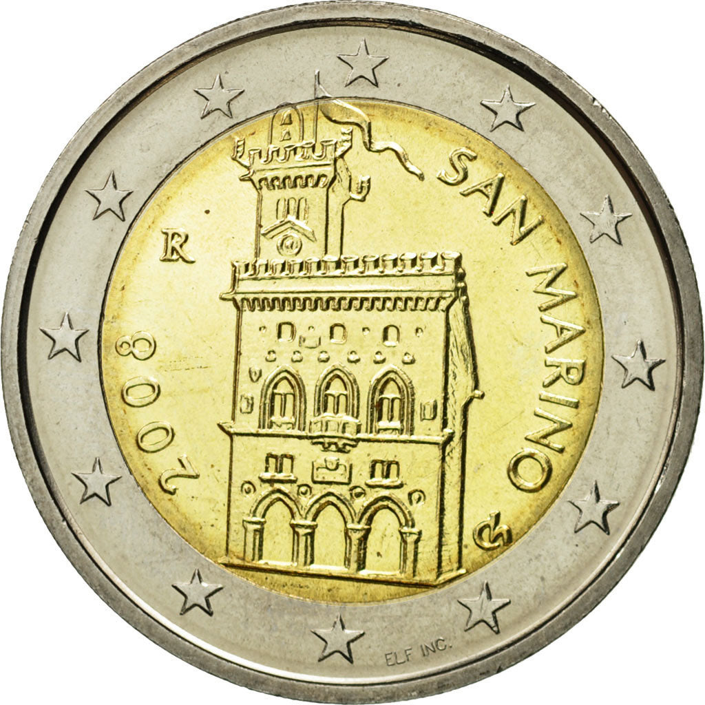 San Marino, 2 Euro, 2008, MS(63), Bi-Metallic, KM:486