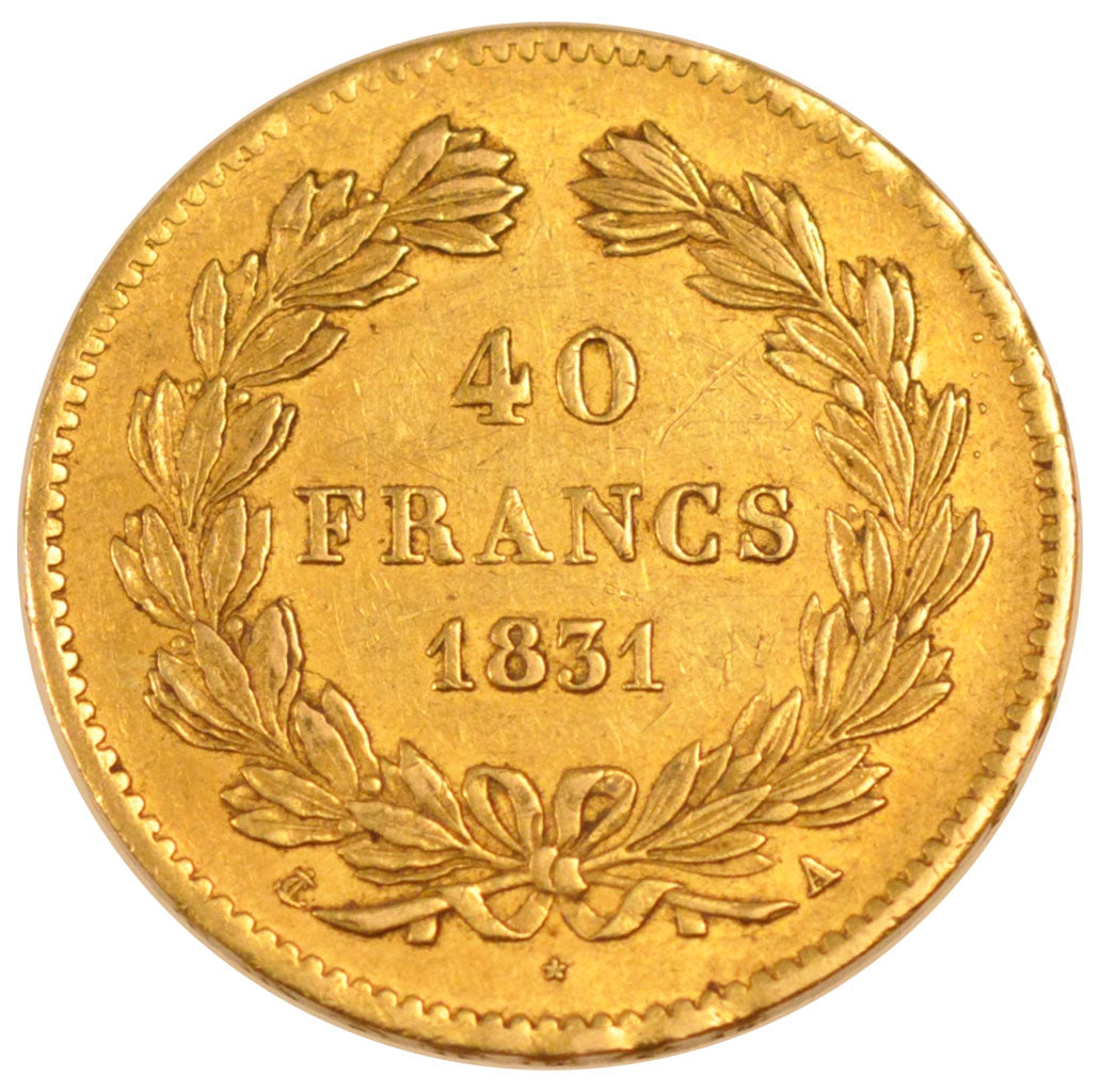 Francia, Louis-Philippe, 40 Francs, 1831, Paris, BB+, Oro, KM:747.1, Gadoury:...