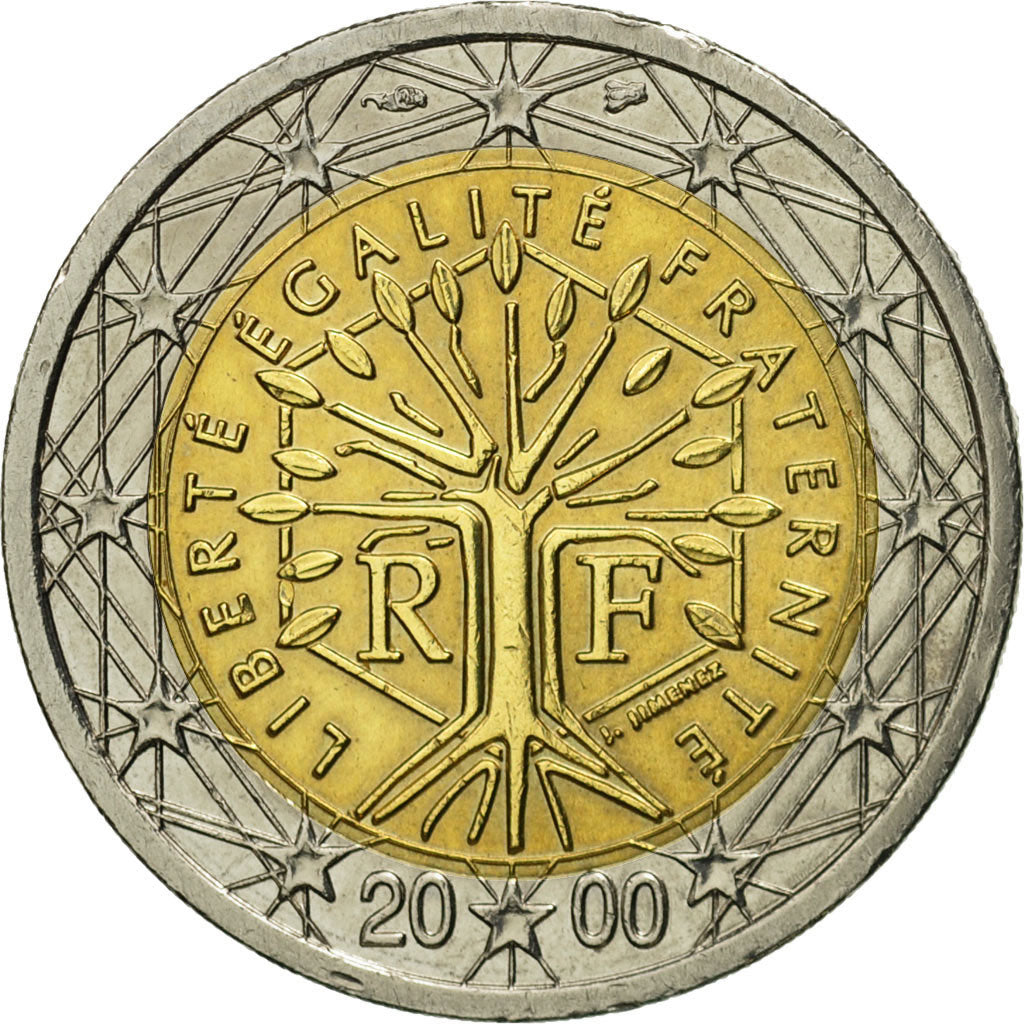 France, 2 Euro, 2000, AU(55-58), Bi-Metallic, KM:1289