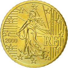 France, 50 Euro Cent, 2000, MS(60-62), Brass, KM:1287