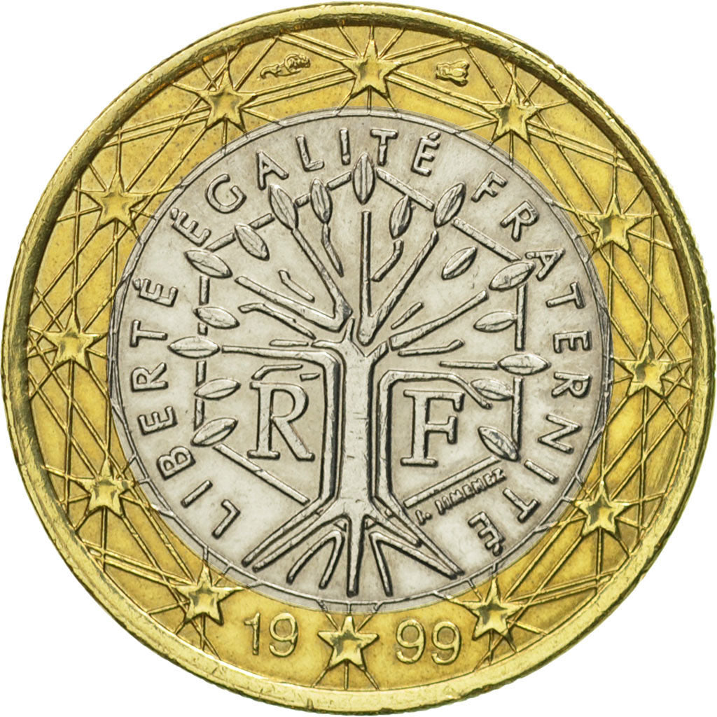 France, Euro, 1999, MS(60-62), Bi-Metallic, KM:1288