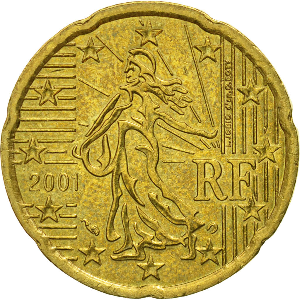 Frankrijk, 20 Euro Cent, 2001, PR+, Tin, KM:1286