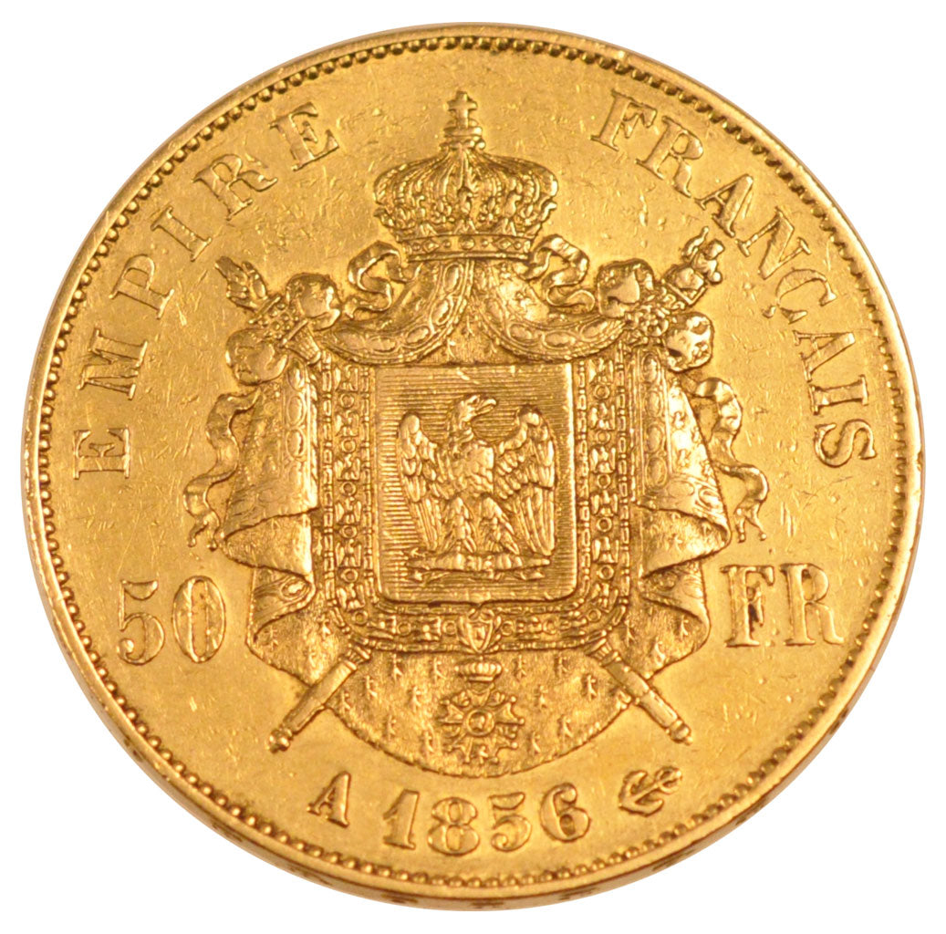 FRANCE, Napoléon III, 50 Francs, 1856, Paris, KM #785.1, EF(40-45), Gold, Gadour