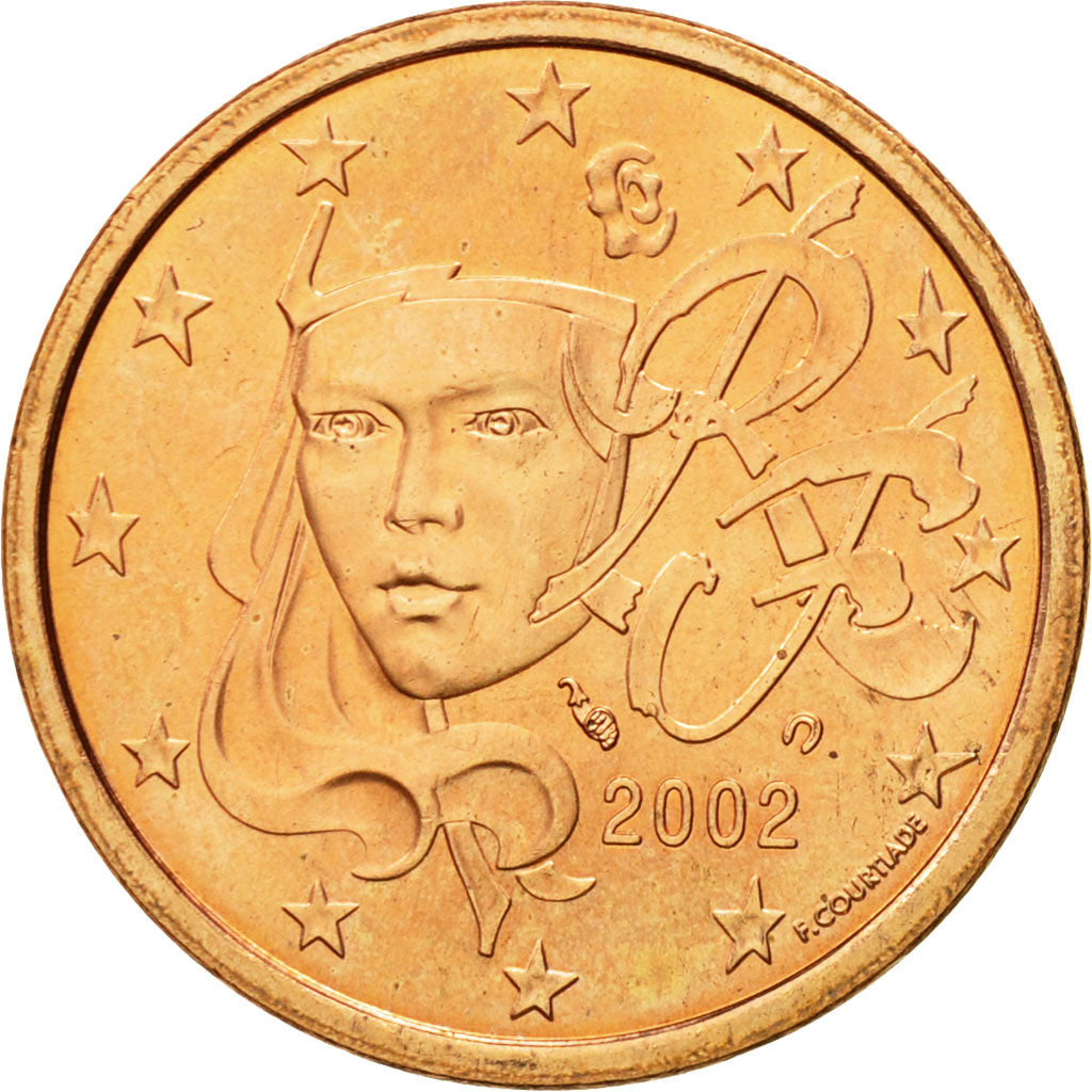 Frankrijk, 5 Euro Cent, 2002, UNC-, Copper Plated Steel, KM:1284
