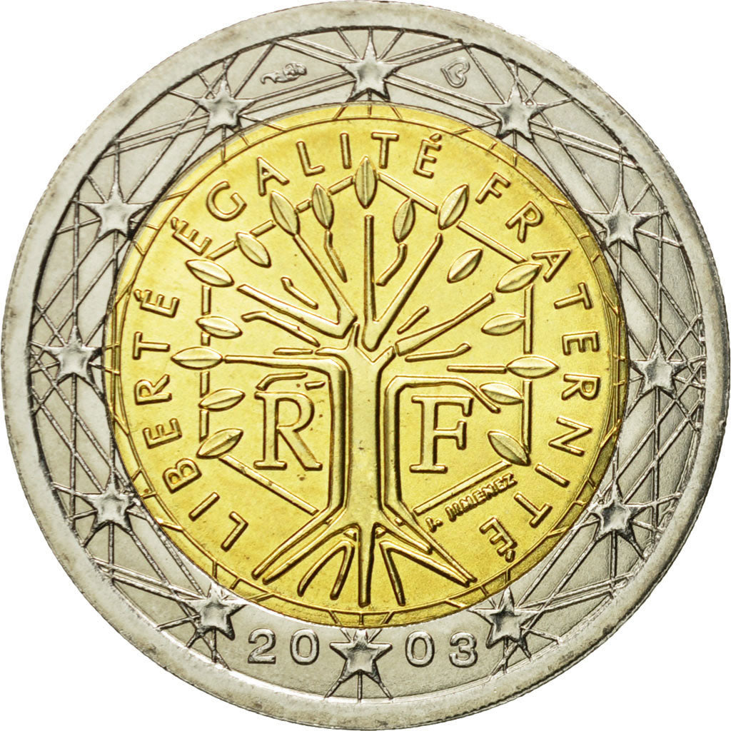 France, 2 Euro, 2003, MS(63), Bi-Metallic, KM:1289