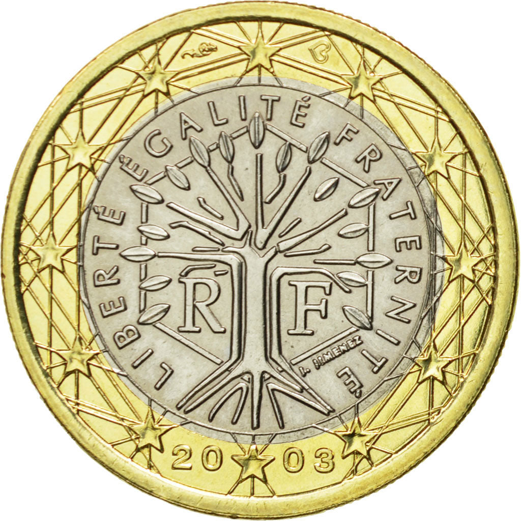 France, Euro, 2003, MS(63), Bi-Metallic, KM:1288