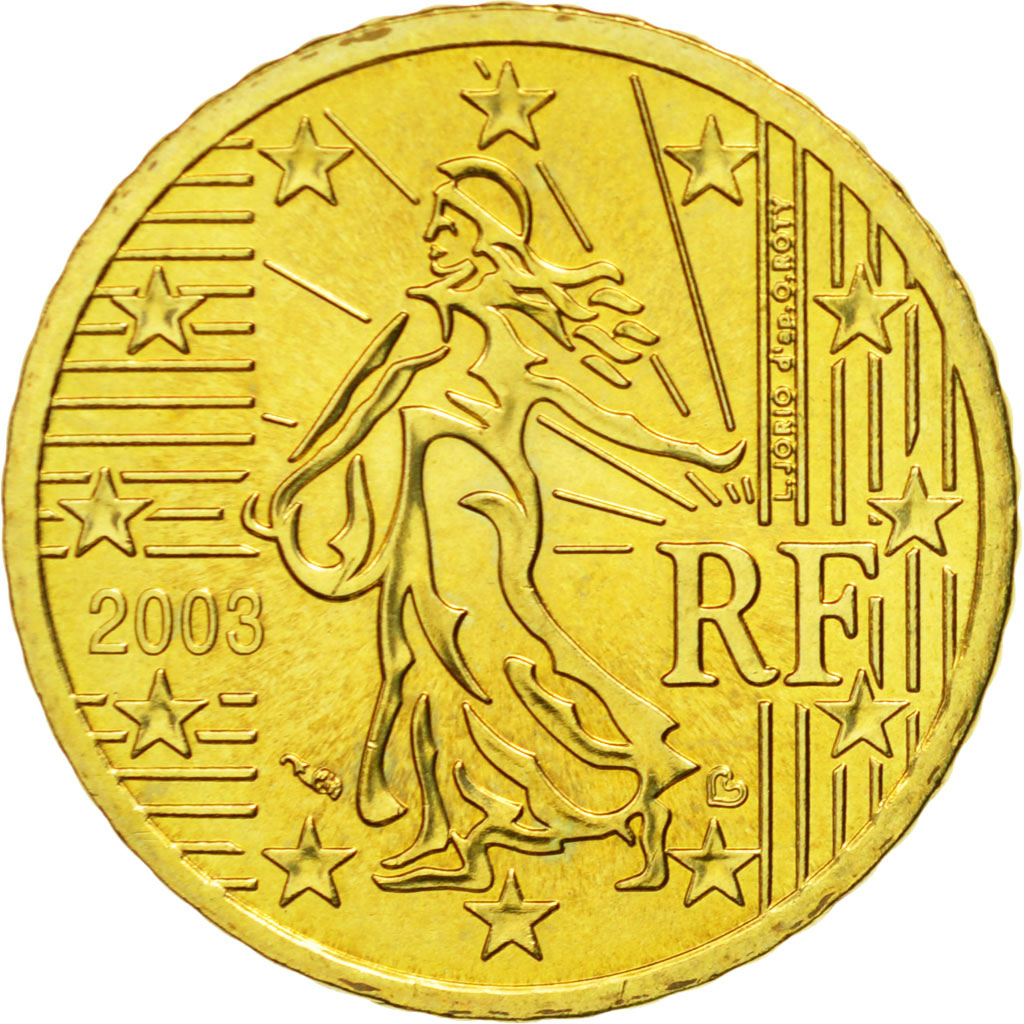 France, 50 Euro Cent, 2003, MS(63), Brass, KM:1287