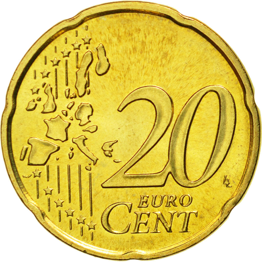 France, 20 Euro Cent, 2003, MS(63), Brass, KM:1286