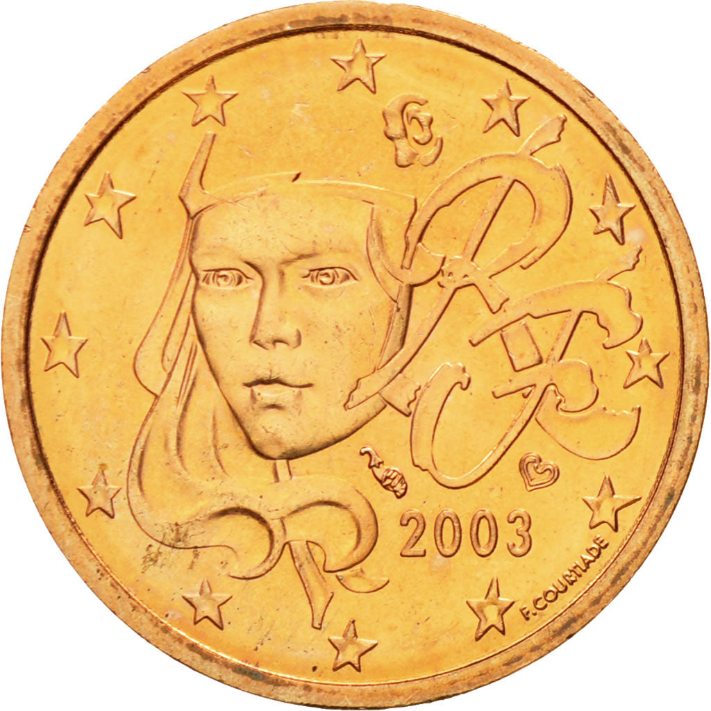 France, 2 Euro Cent, 2003, MS(60-62), Copper Plated Steel, KM:1283