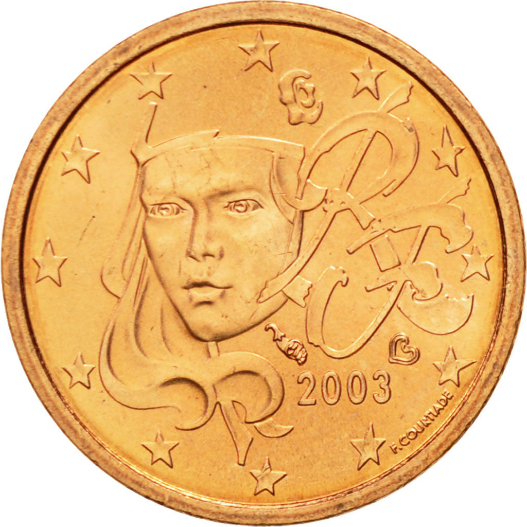 France, Euro Cent, 2003, MS(63), Copper Plated Steel, KM:1282