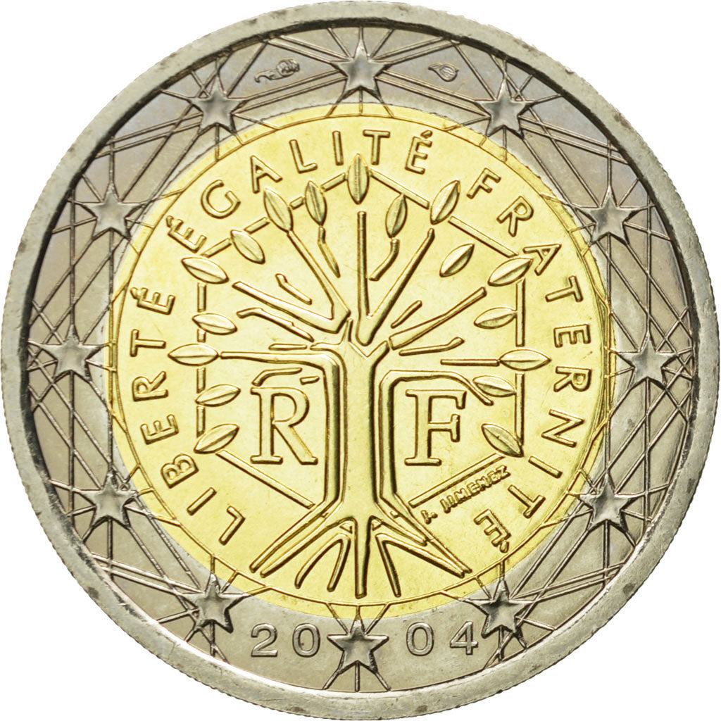 France, 2 Euro, 2004, MS(63), Bi-Metallic, KM:1289
