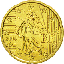 France, 20 Euro Cent, 2004, MS(63), Brass, KM:1286