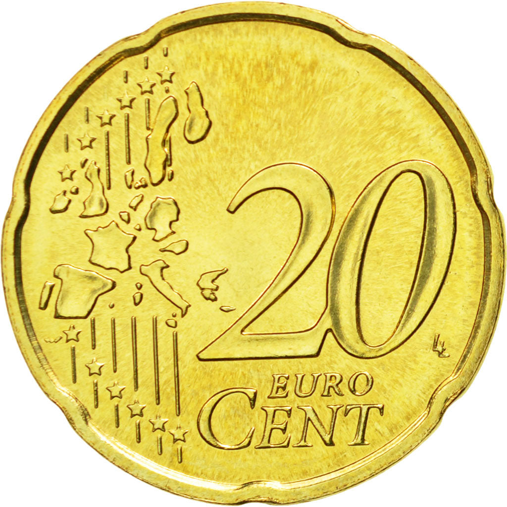 France, 20 Euro Cent, 2004, MS(63), Brass, KM:1286