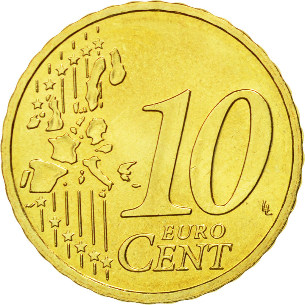 France, 10 Euro Cent, 2004, MS(63), Brass, KM:1285