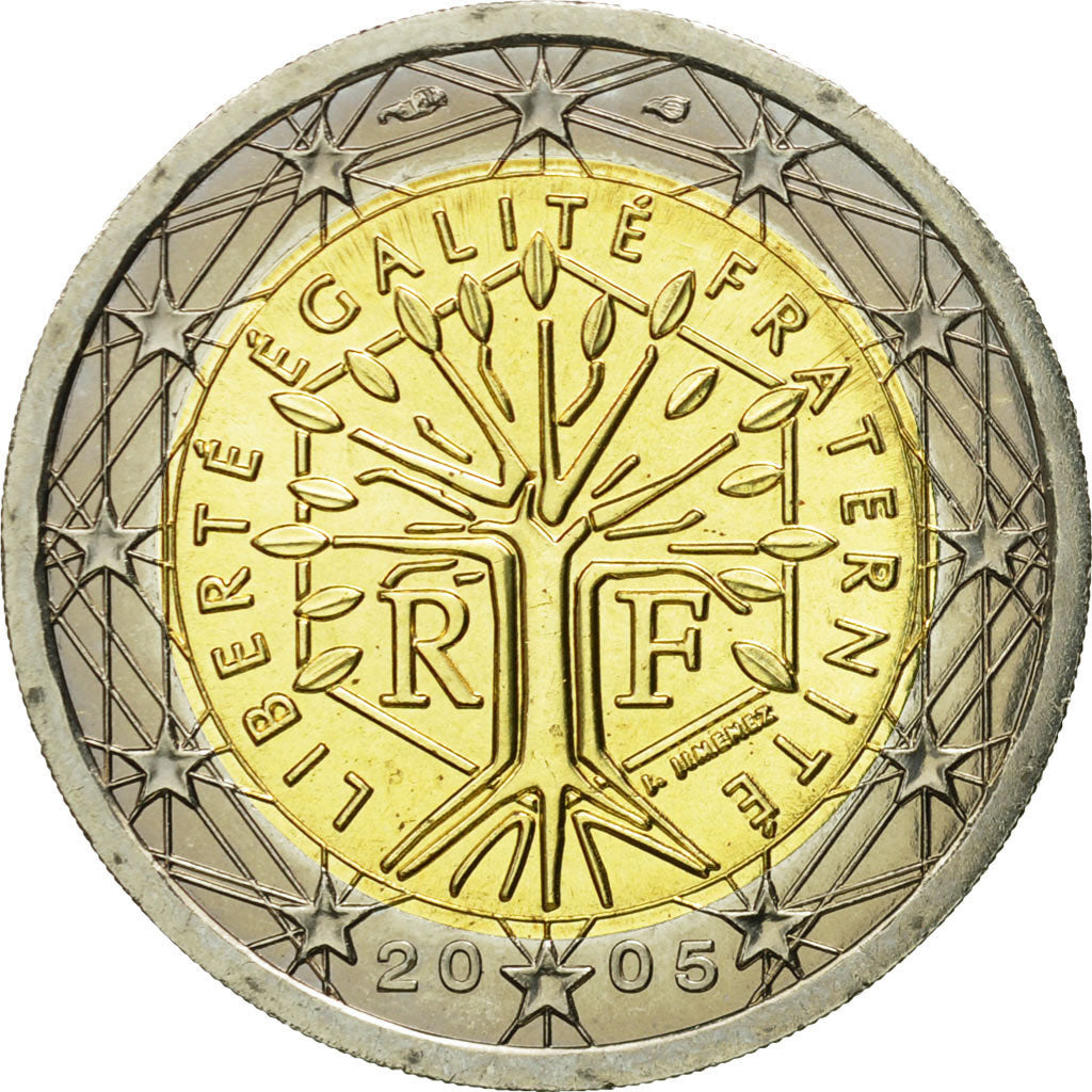 France, 2 Euro, 2005, MS(63), Bi-Metallic, KM:1289