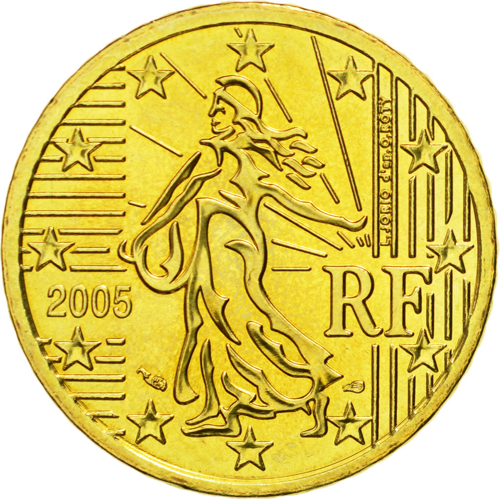 France, 50 Euro Cent, 2005, MS(63), Brass, KM:1287