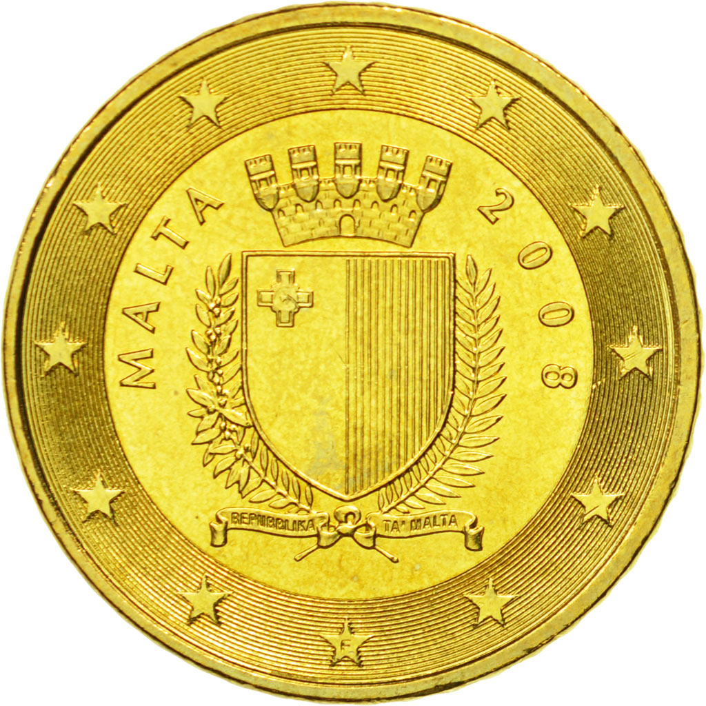 Malta, 50 Euro Cent, 2008, MS(63), Brass, KM:130