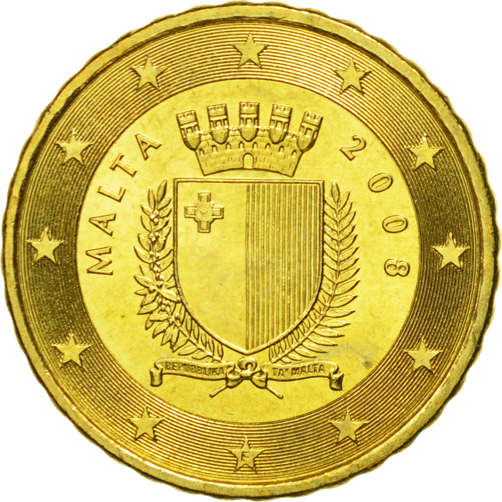 Malta, 10 Euro Cent, 2008, UNC-, Tin, KM:128