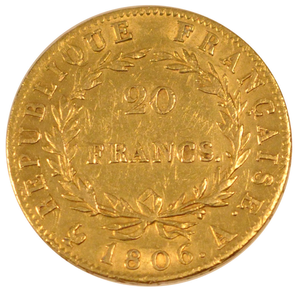 FRANCE, Napoléon I, 20 Francs, 1806, Paris, KM #674.1, EF(40-45), Gold, Gadoury 