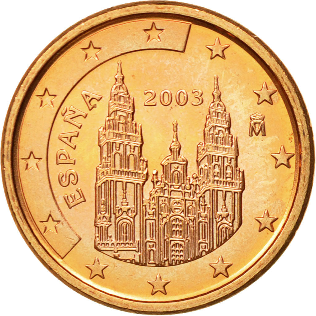 España, Euro Cent, 2003, SC, Cobre chapado en acero, KM:1040