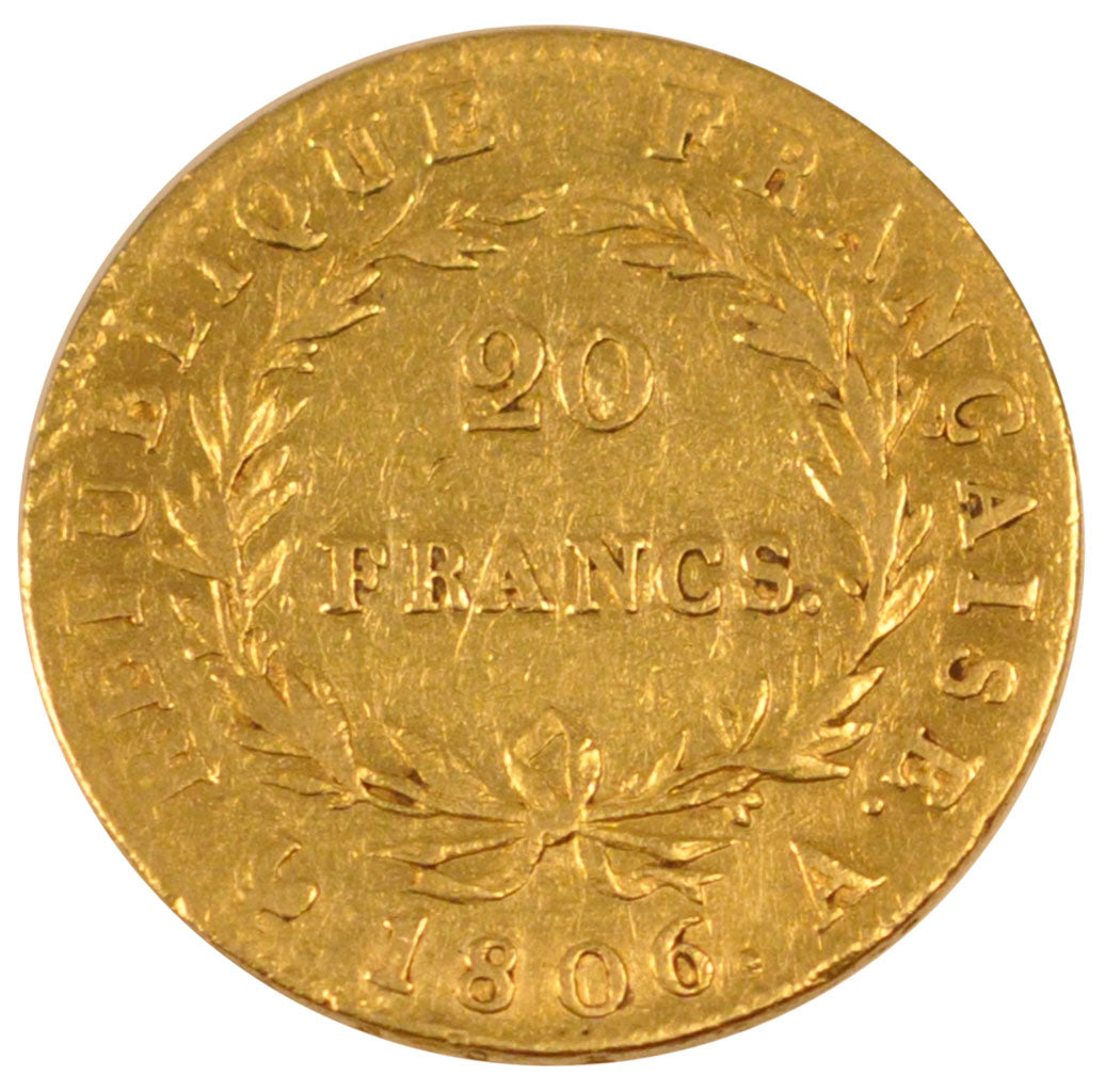 FRANCE, Napoléon I, 20 Francs, 1806, Paris, KM #674.1, EF(40-45), Gold, Gadoury 