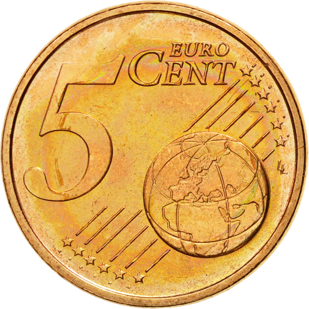 Italia, 5 Euro Cent, 2002, SPL, Acciaio placcato rame, KM:212