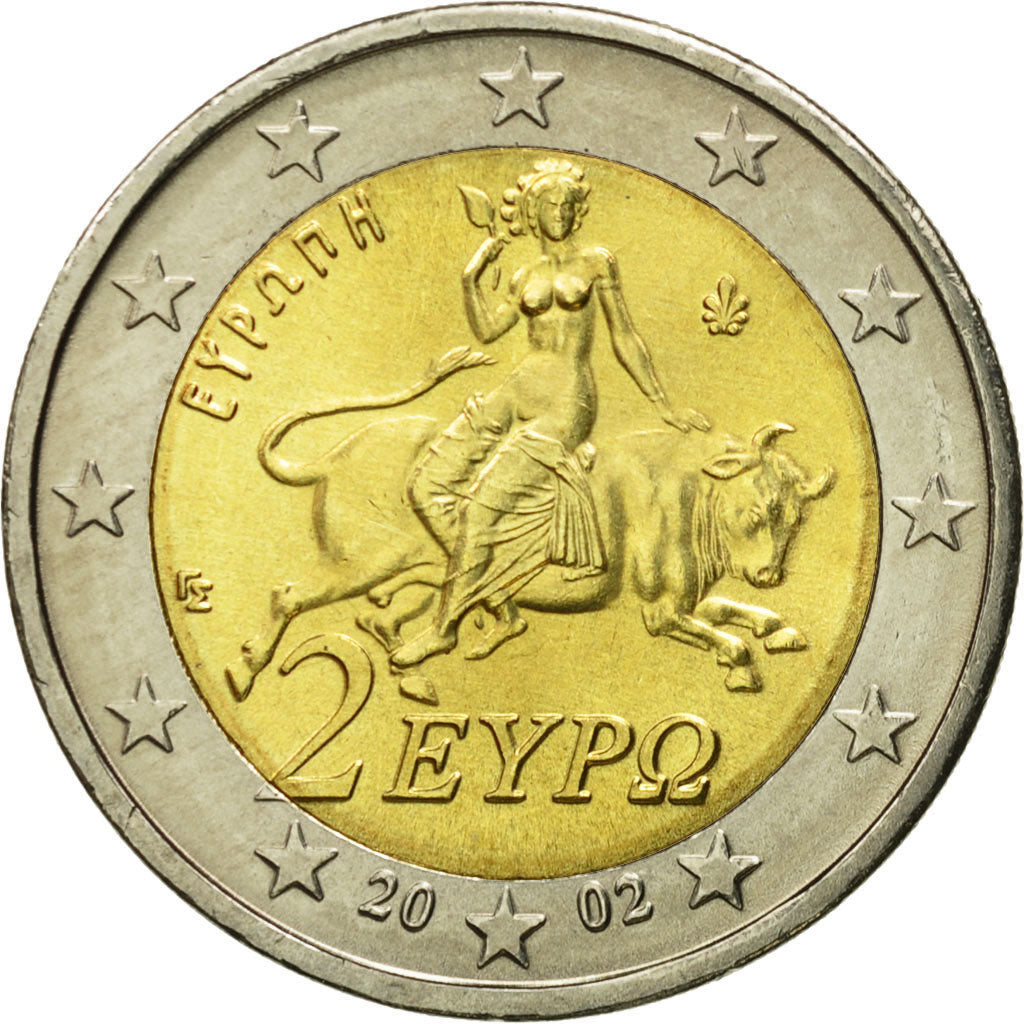 Greece, 2 Euro, 2002, MS(63), Bi-Metallic, KM:188