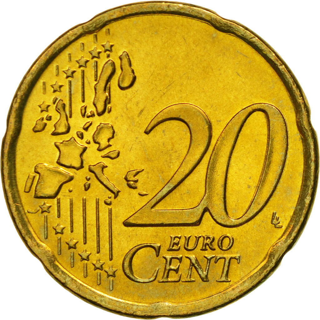 Grecia, 20 Euro Cent, 2002, SPL, Ottone, KM:185