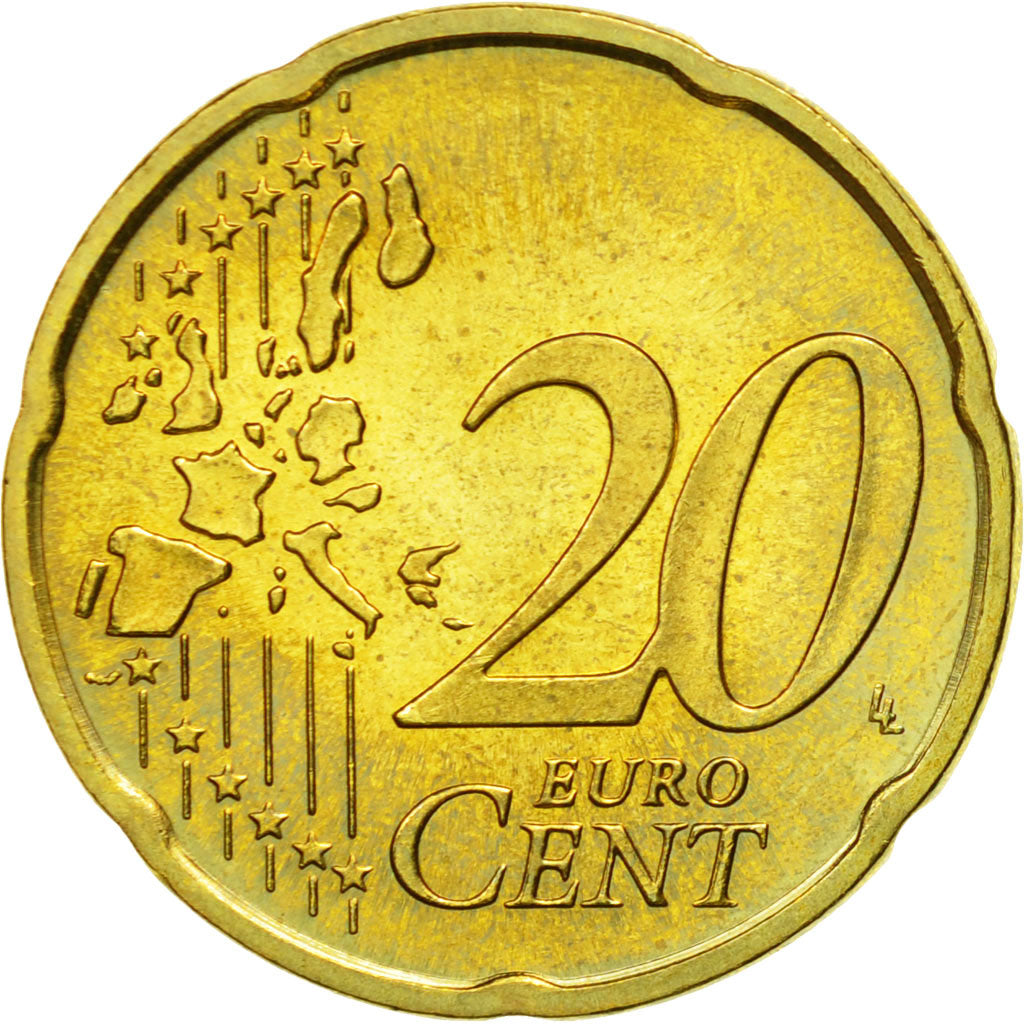 GERMANY - FEDERAL REPUBLIC, 20 Euro Cent, 2003, MS(63), Brass, KM:211
