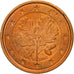 GERMANY - FEDERAL REPUBLIC, 2 Euro Cent, 2002, MS(60-62), Copper Plated Steel