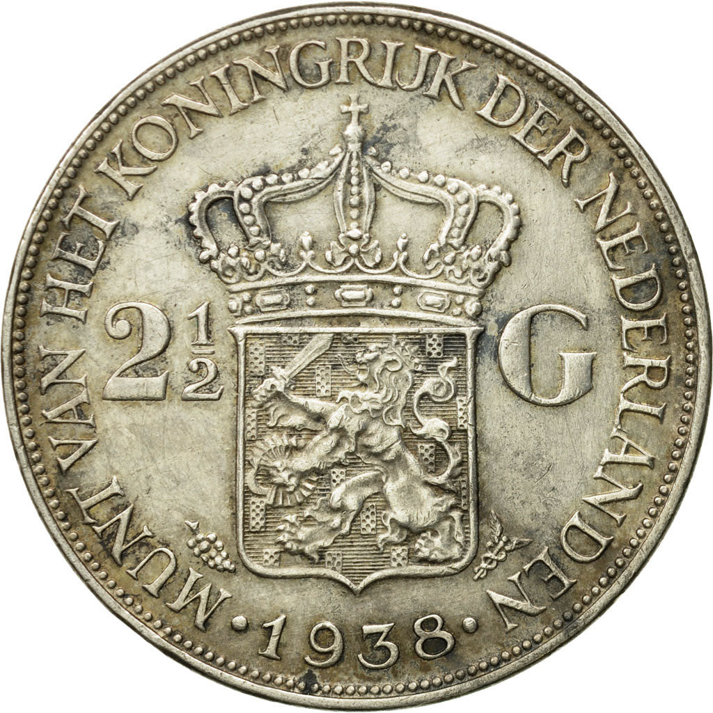 Moneta, Paesi Bassi, Wilhelmina I, 2-1/2 Gulden, 1938, SPL-, Argento, KM:165